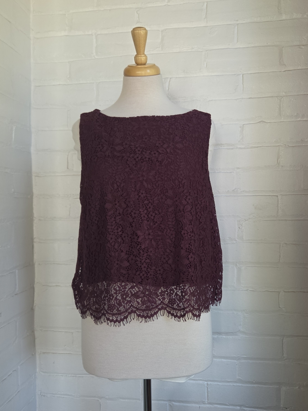 Gap Womens Sleeveless Lace Top Purple Wine Lined NWT Size Large